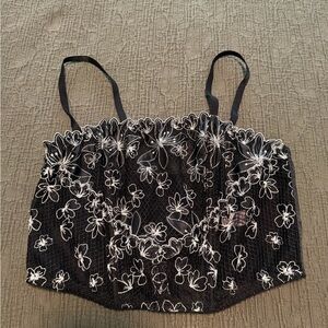 Victoria's Secret Black and White Floral Camisole Very Sexy M Lingerie